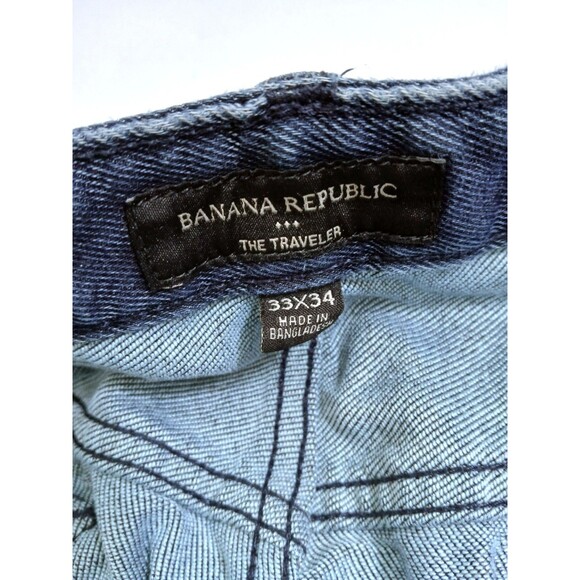 Banana Republic Traveler Jeans Men's 33x34 Blue Denim Pants - Picture 4 of 9